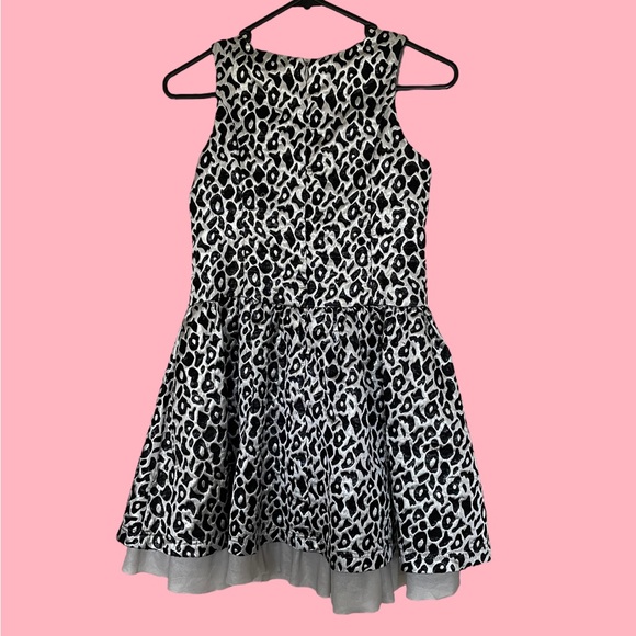 GUESS Kids Sz 10-12 black and silver cheetah print party dress with jewel detail - Picture 7 of 8